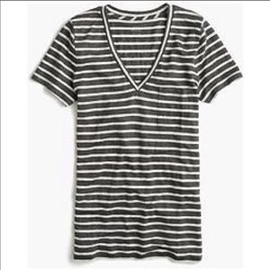 J Crew linen v-neck grey and white